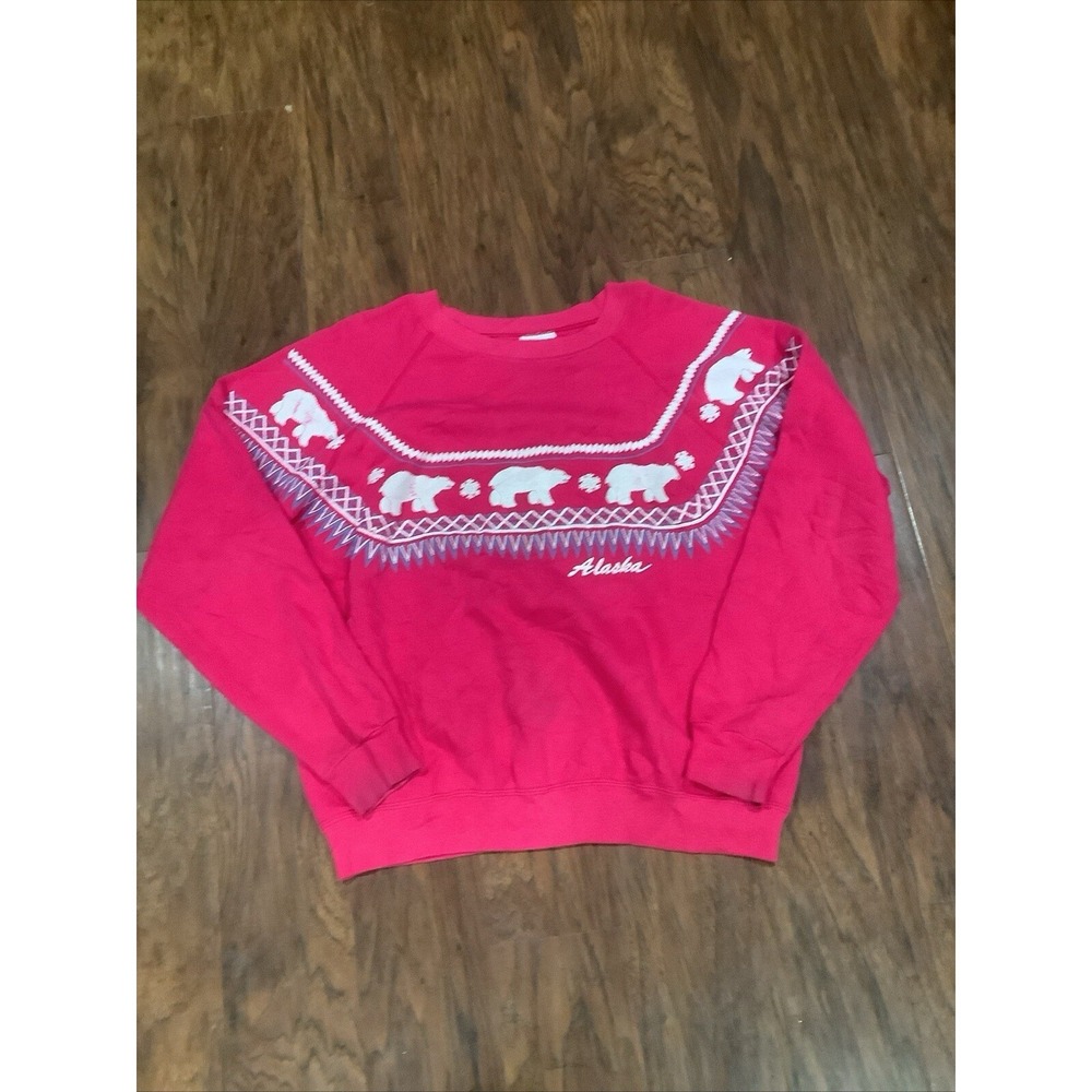Vintage Grandma Sweater Polar Bears Alaska Large